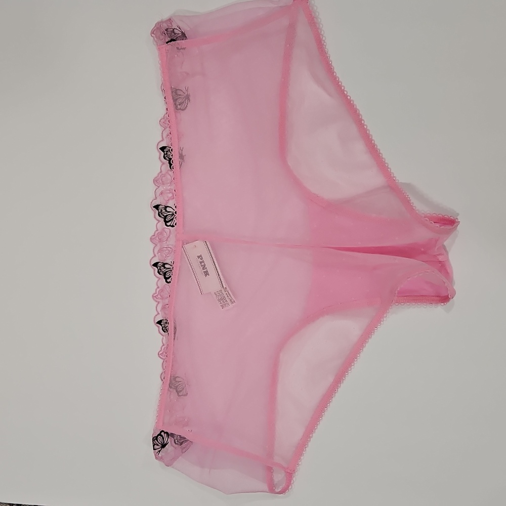 Victoria's Secret Pink Cheeky Panty with Black Butterfly Embroidery - Picture 2 of 4